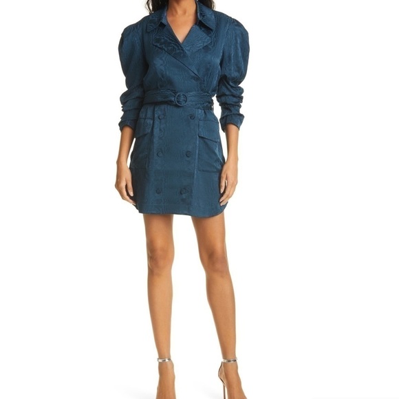 Cinq a sept Pacey Moire Coatdress in Peacock Blue New with Flaw—see description - Picture 1 of 11